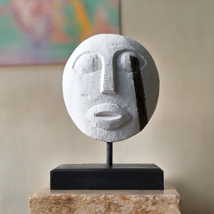 Timorska Plemenska Dekorativna Maska - Bijela 27x20cm