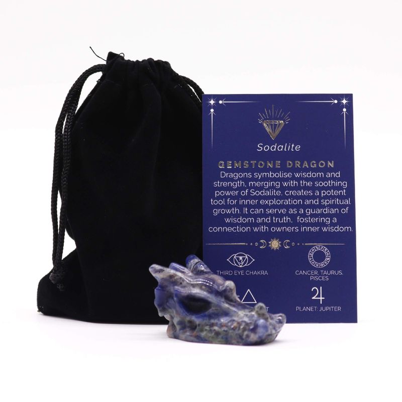 Mala Zmajeva Glava od Dragog Kamena - Sodalit - 45x30x28mm