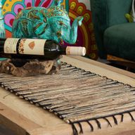 Prirodni Podmetač od Vodenog Hijacinta - Crni Tigar s Resama - 150 cm