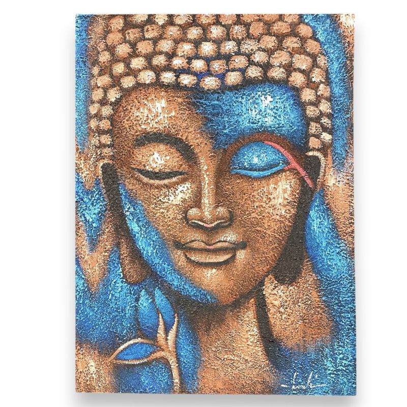 Slika Bude - brončano-plavi cvijet 75x55cm