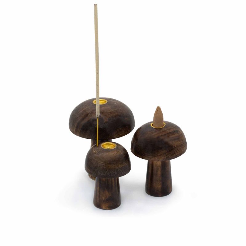 Set od 3 Mini Držača za Mirisne Čunjiće u Obliku Gljiva (10cm 9cm 8cm)