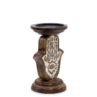 Stalak za Svijeće od Drveta Manga - Hamsa - Mali 18x11cm
