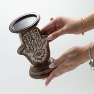 Stalak za Svijeće od Drveta Manga - Hamsa - Mali 18x11cm