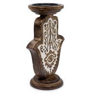 Stalak za Svijeće od Drveta Manga - Hamsa - Veliki 25x18cm
