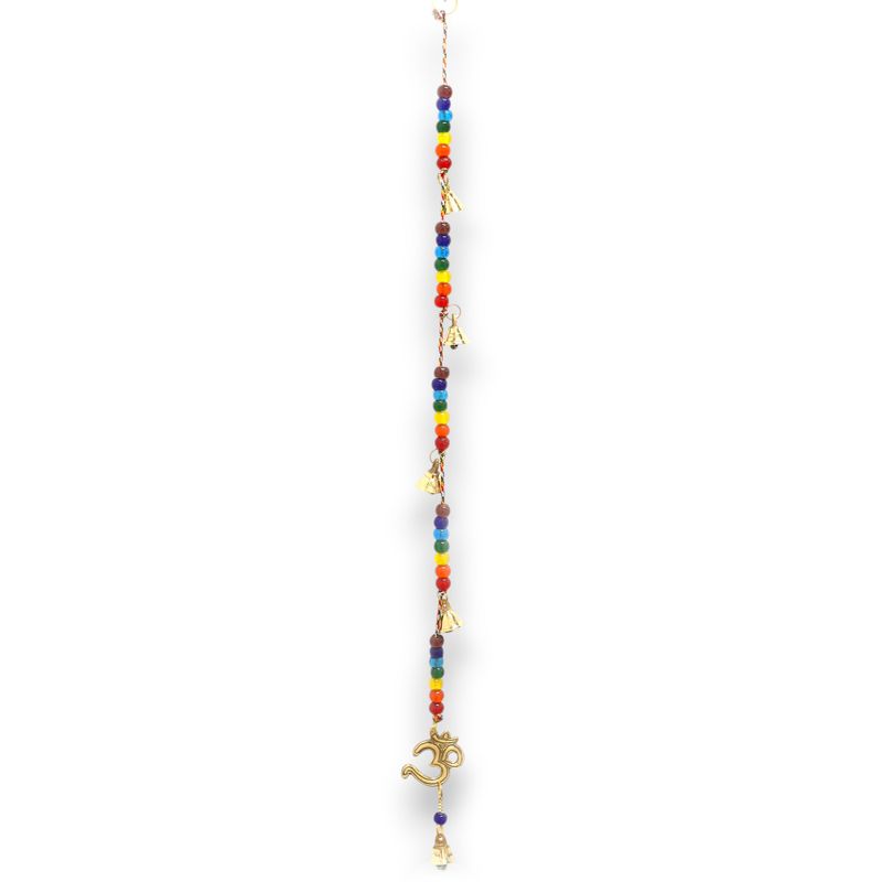 Indijsko Zvono - Mjedeni OM s Nanizanim Čakra Perlama - 53cm