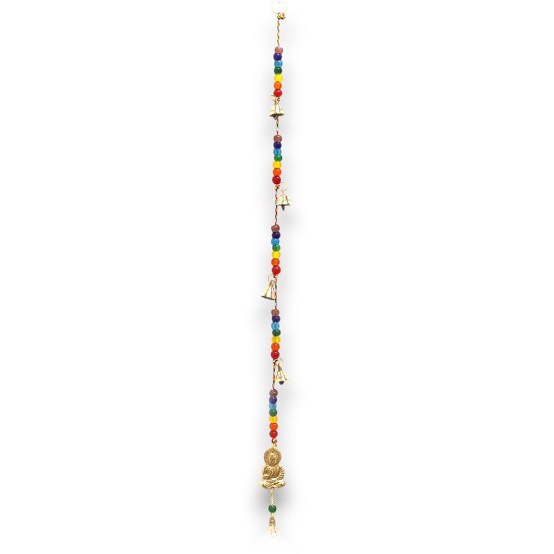 Indijsko Zvono - Mjedeni Buda s Nanizanim Čakra Perlama - 53cm