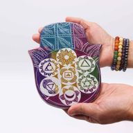 Hamsa Stalak od Steatita za Mirise 18x15x1.2 cm - 7 Čakri