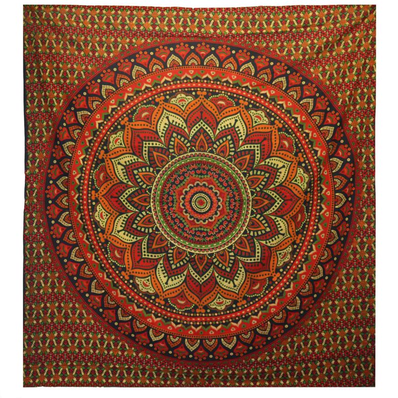 Dvostruki Pamučni Prekrivač + Zidna Zavjesa - Mandala - Zelena