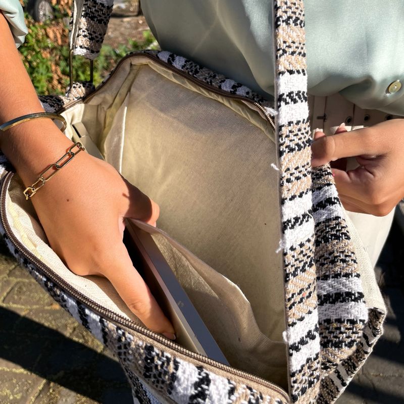 Meka Banjar Torba za Laptop - Svijetla Krem ​​i Siva