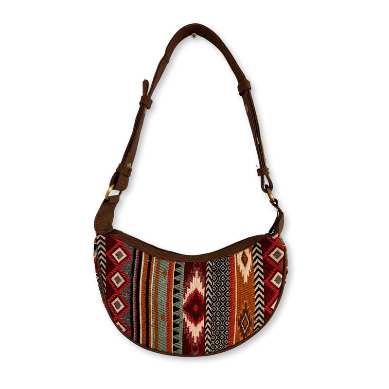 Jacquard Hobo Torba - Bogate Smeđe Boje (smeđi remen)