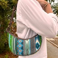 Jacquard Hobo Torba - Zeleni Tonovi (smeđi remen)