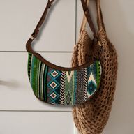 Jacquard Hobo Torba - Zeleni Tonovi (smeđi remen)