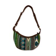 Jacquard Hobo Torba - Zeleni Tonovi (smeđi remen)
