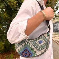 Jacquard Hobo Torba - Geo-Geen (smeđi remen)