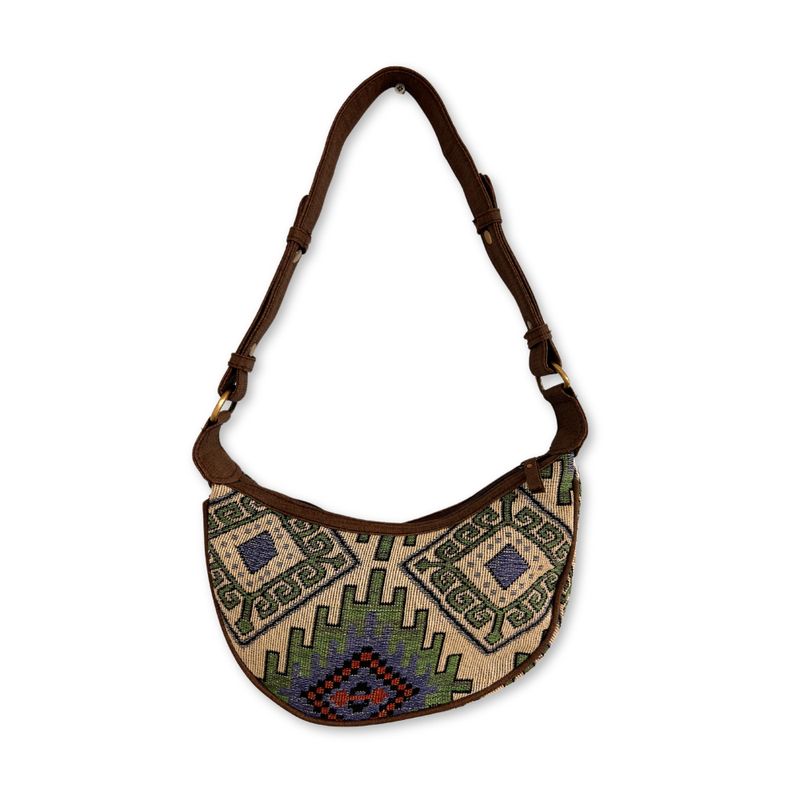 Jacquard Hobo Torba - Geo-Geen (smeđi remen)