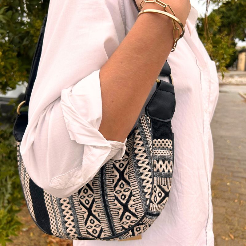 Jacquard Hobo Torba - Metro Siva (crni remen)