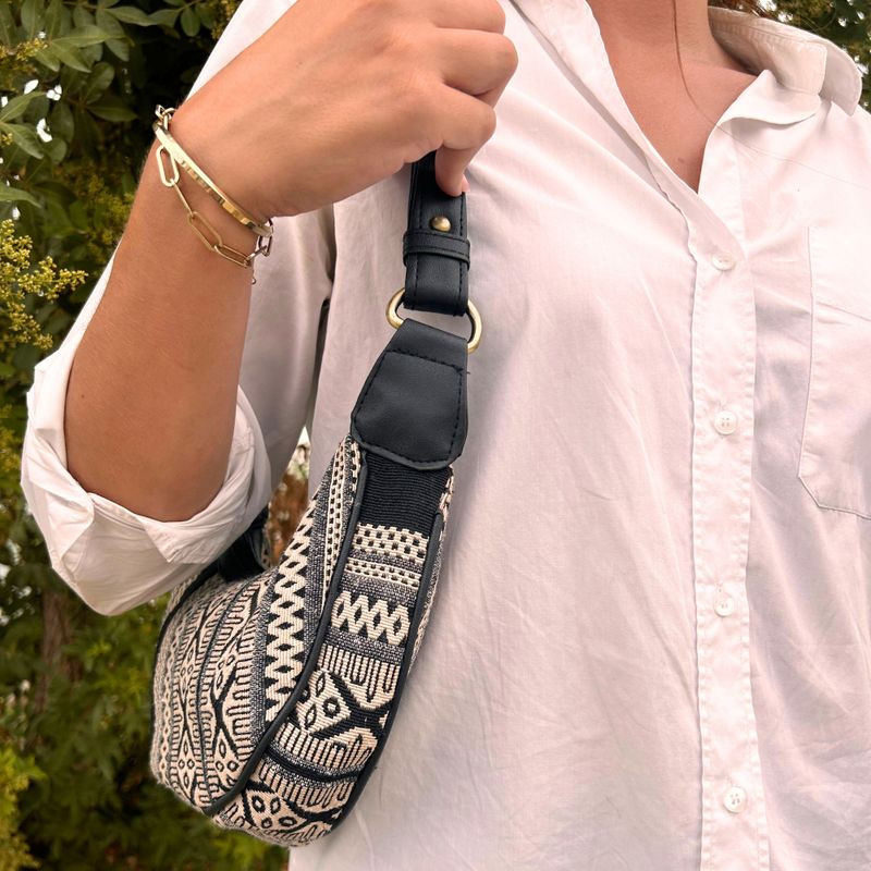 Jacquard Hobo Torba - Metro Siva (crni remen)