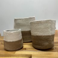 Mala košara za pohranu od pamukovog i jutog konopca, 15x15 cm - bijela