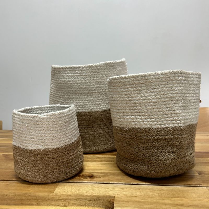 Mala košara za pohranu od pamukovog i jutog konopca, 15x15 cm - bijela
