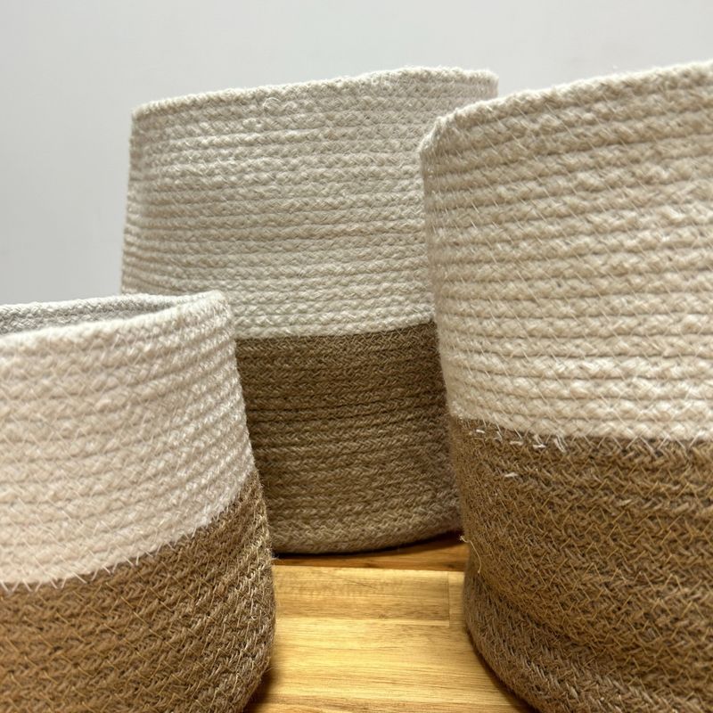 Mala košara za pohranu od pamukovog i jutog konopca, 15x15 cm - bijela