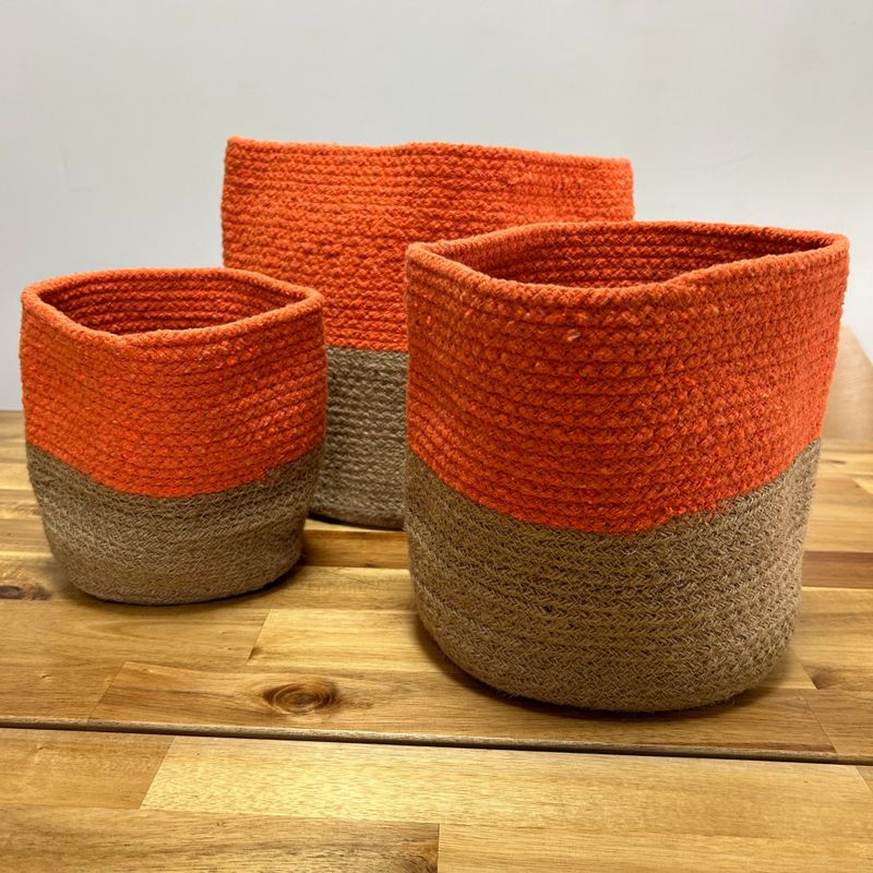 Košara za pohranu od pamukovog i jutovog užeta, mala, 15×15 cm - narančasta