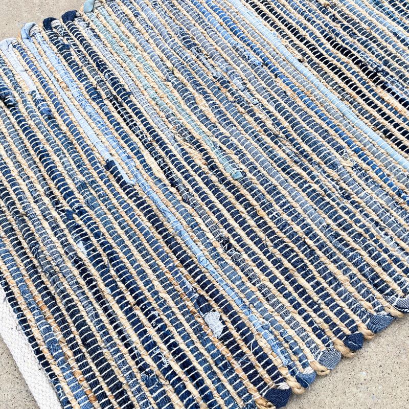 Mali Tepih od Jute i Recikliranog Pamuka - 50x90 cm - Plava