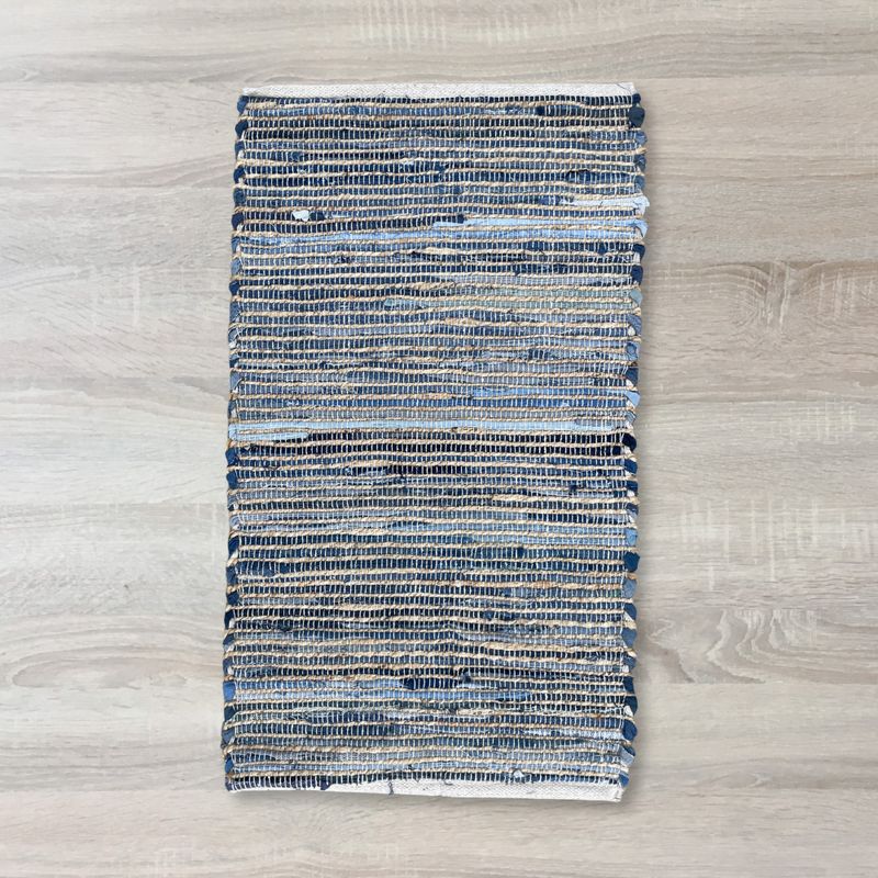 Mali Tepih od Jute i Recikliranog Pamuka - 50x90 cm - Plava