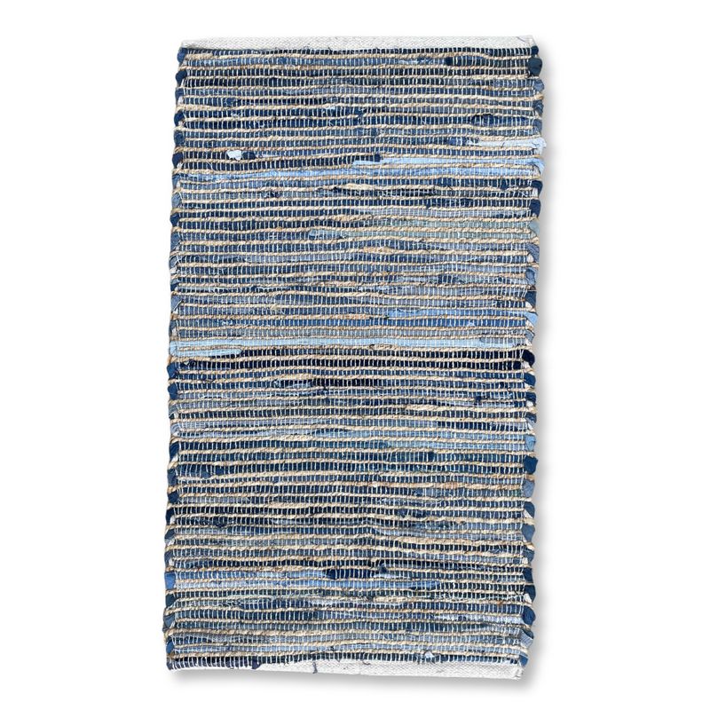 Srednji Tepih od Jute i Recikliranog Pamuka - 90x150 cm - Plava