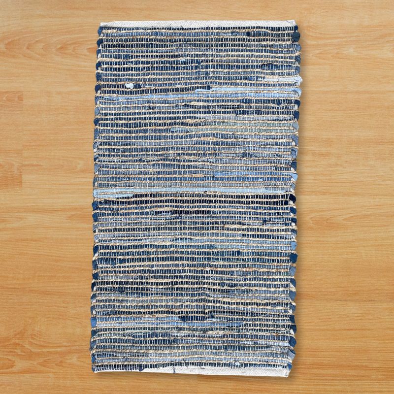Srednji Tepih od Jute i Recikliranog Pamuka - 90x150 cm - Plava