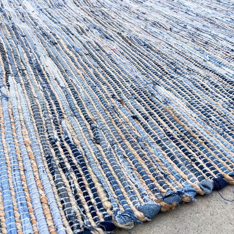 Veliki Tepih od Jute i Recikliranog Pamuka - 130x170 cm - Plava