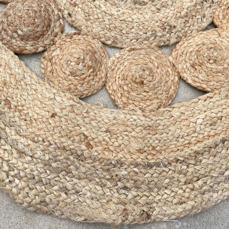 Okrugli Tepih od Meke Jute s Krugovima 90 cm