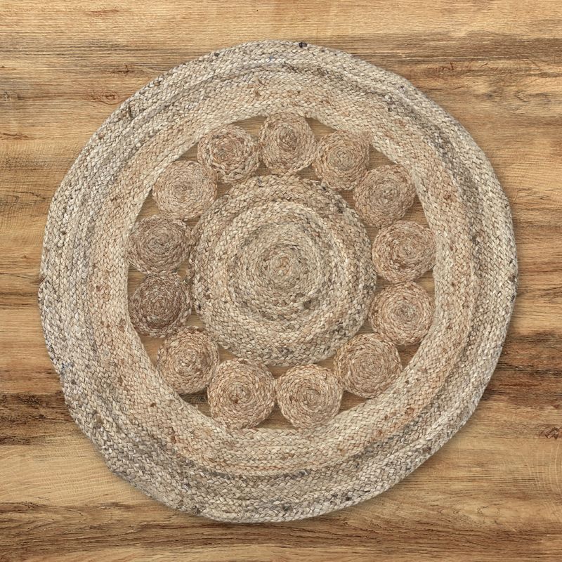 Okrugli Tepih od Meke Jute s Krugovima 90 cm