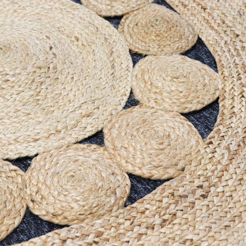 Okrugli Tepih od Meke Jute s Krugovima 90 cm