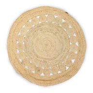 Veliki Okrugli Tepih od Meke Jute s Krugovima 120 cm