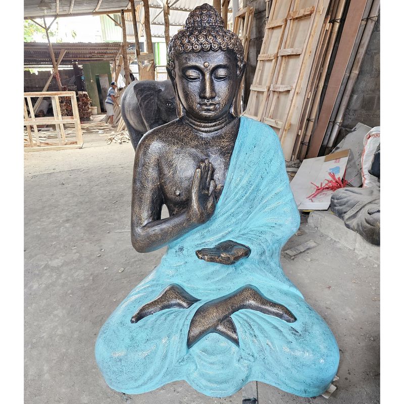 Veliki Tirkizni i Kameni Buda u Meditaciji u Stupi - 1,5m