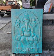 Veliki Ganpati Okvir Tirkiz Reljef - 0.7x1m