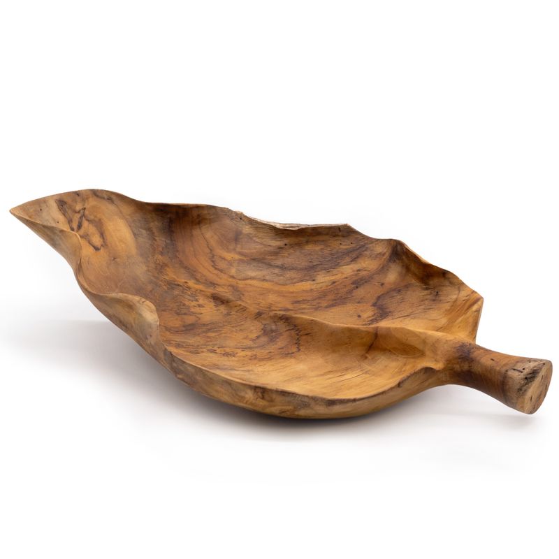 Velika Zdjela za Voće od Tikovine u Obliku Lista - 40x24x5cm