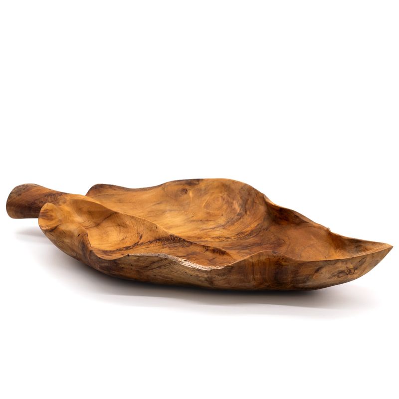 Velika Zdjela za Voće od Tikovine u Obliku Lista - 40x24x5cm