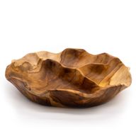 Uglačana Okrugla Zdjela za Voće od Tikovine s Tri Odjeljka - 30x5,5cm