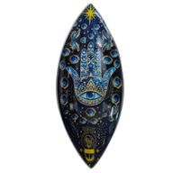 Emajlirana Posuda za Tamjan - Aluminij - Plava Hamsa
