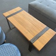 Obnovljeno drvo, metalne noge - stol za kavu 120 cm