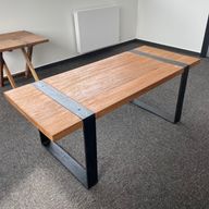 Obnovljeno drvo, metalne noge - stol za kavu 120 cm