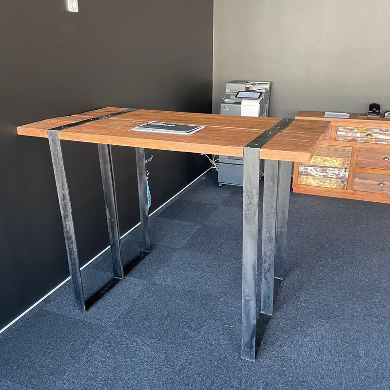 Reciklirano drvo, metalne noge - bar stol 150x40x110 cm
