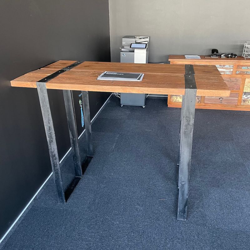 Reciklirano drvo, metalne noge - bar stol 150x40x110 cm