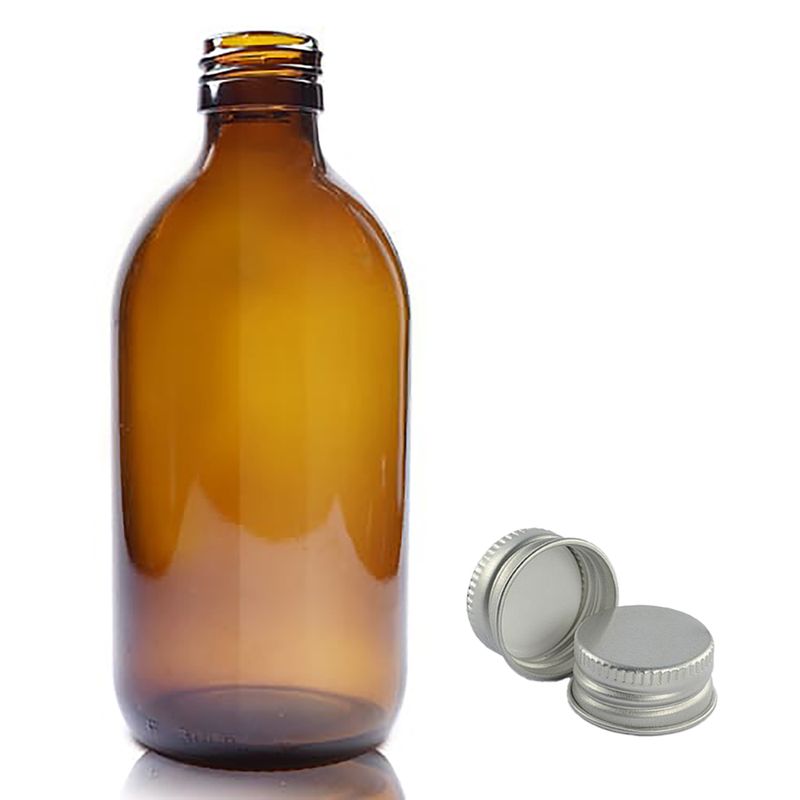 Jantarna Staklena Farmaceutska Boca 300ml- Bez Čepa