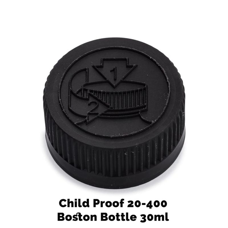 Čep za Jantarnu Boston Bocu CR 20mm (30 ml i 60 ml) – Crna Plastična