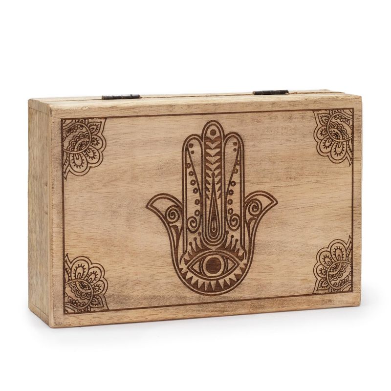 Velika Pravokutna Kutija 21.5x14x6.3cm - Hamsa Crna Gravura