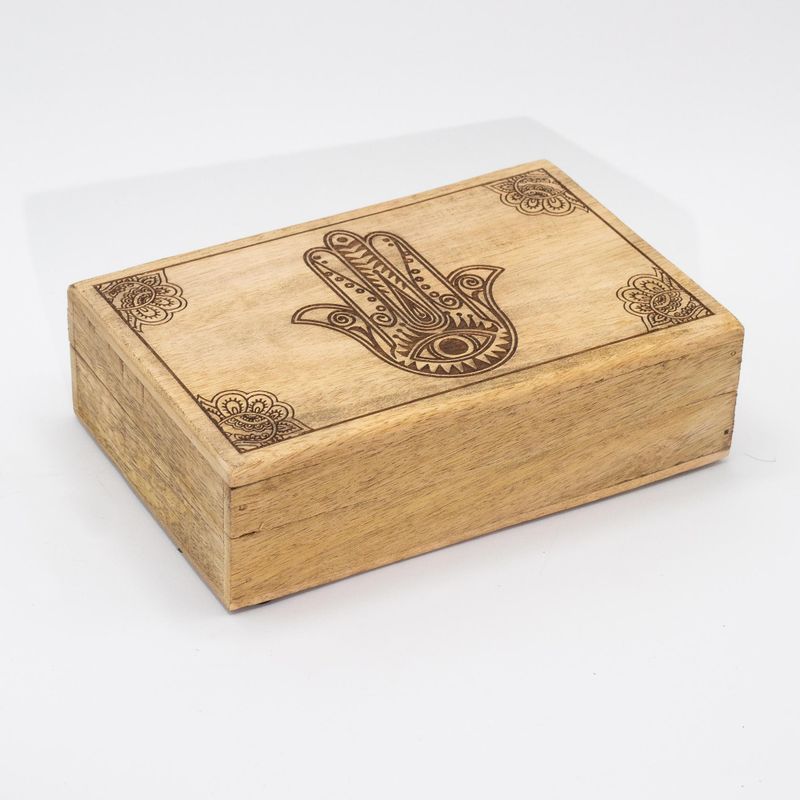 Velika Pravokutna Kutija 21.5x14x6.3cm - Hamsa Crna Gravura