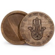 Velika Okrugla Kutija 17.5x7.5cm - Hamsa Crna Gravura