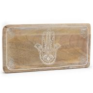 Dugi Pladanj 30x15x2.5cm - Hamsa Dizajn Bijela Patina